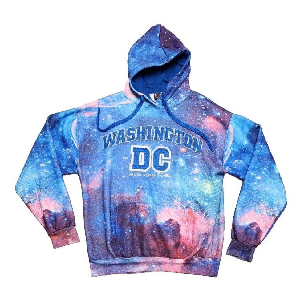Vintage Washington DC Hoodie Sweatshirt Galaxy Embroidered US Capital‎ Sz XL